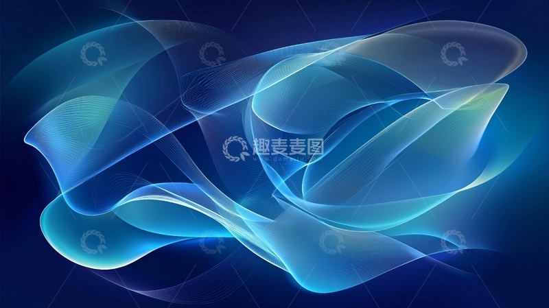高清大图下载【趣麦麦图】蓝色光晕飘逸线条