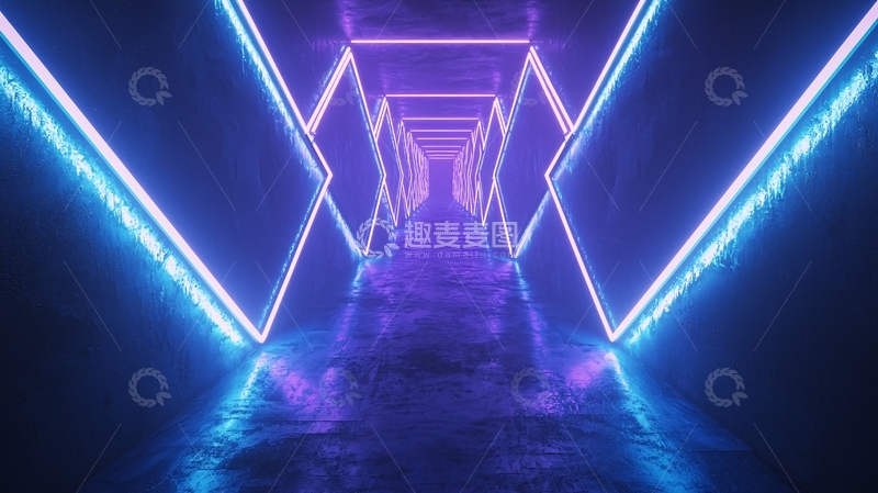 高清大图下载【趣麦麦图】霓虹灯走廊
