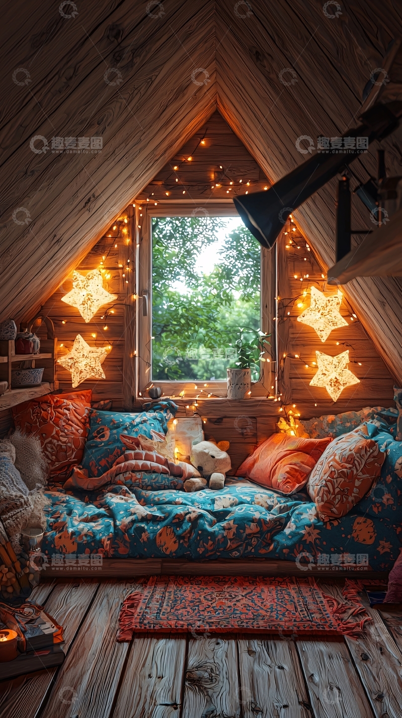 高清大图下载【趣麦麦图】阁楼温馨舒适小卧室