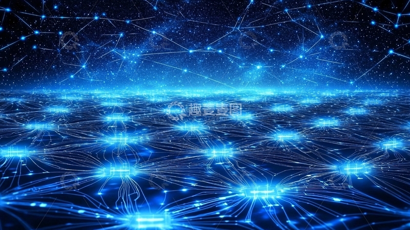 高清大图下载【趣麦麦图】蓝色神经网络连接