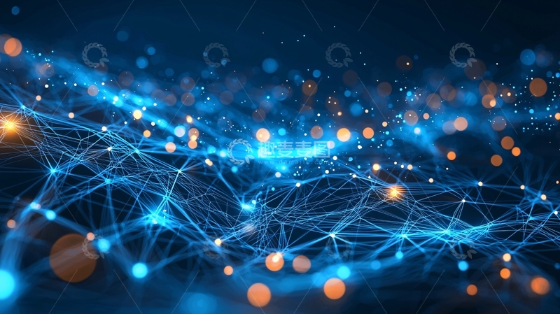 高清大图下载【趣麦麦图】蓝色科技感网络连接