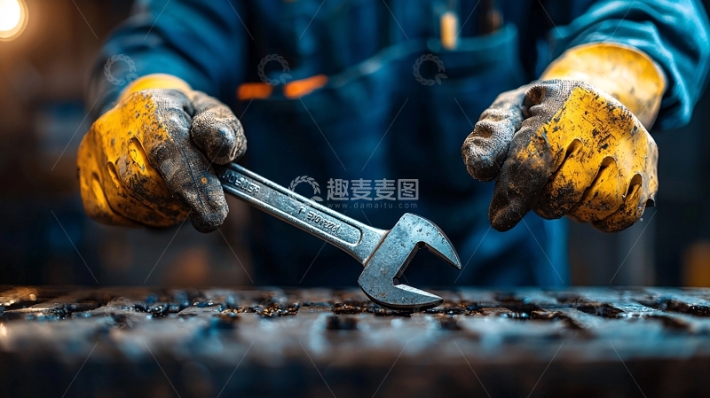高清大图下载【趣麦麦图】工人手持扳手特写