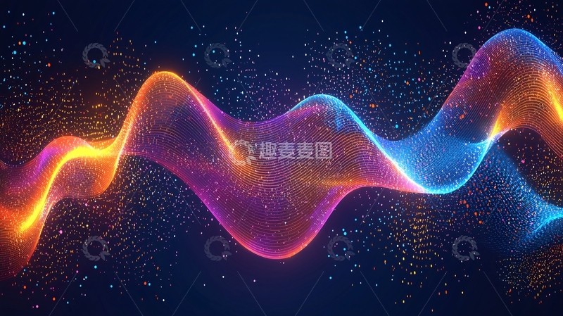 高清大图下载【趣麦麦图】炫彩粒子波浪