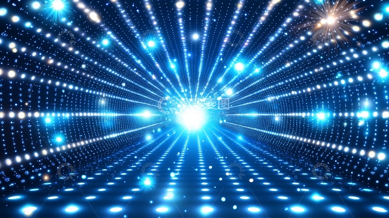 高清大图下载【趣麦麦图】蓝色灯光隧道