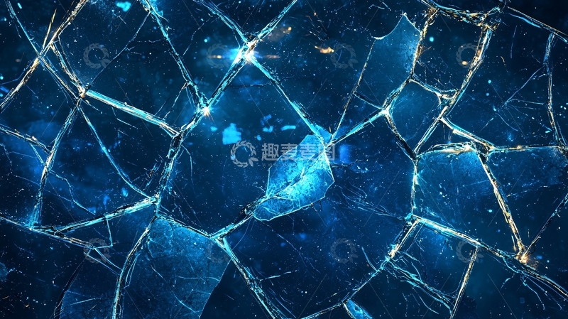 高清大图下载【趣麦麦图】深蓝色碎裂玻璃背景