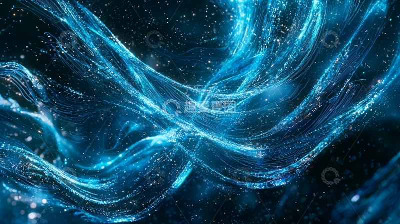 高清大图下载【趣麦麦图】蓝色能量粒子流