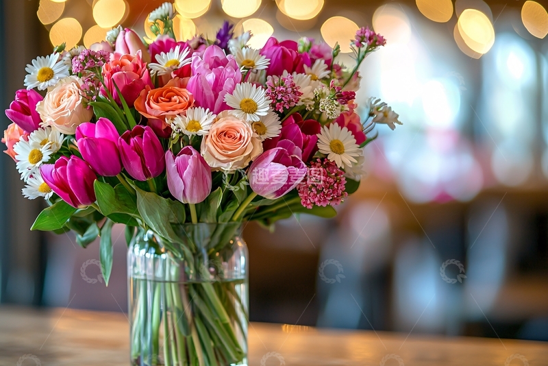 高清大图下载【趣麦麦图】鲜花花束在玻璃瓶中