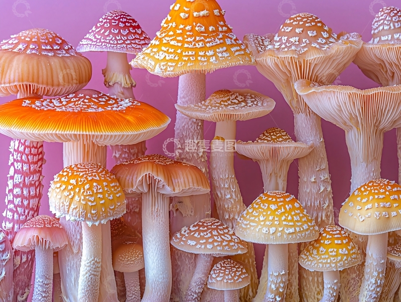 高清大图下载【趣麦麦图】多种颜色和纹理的蘑菇
