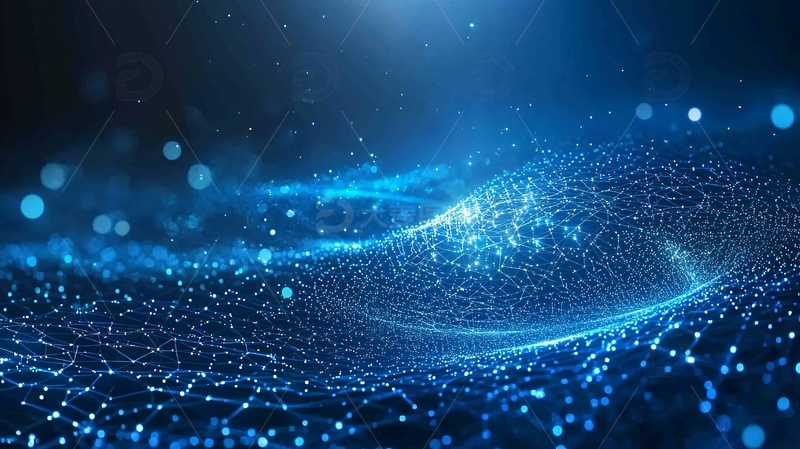 高清大图下载【趣麦麦图】蓝色科技感粒子背景