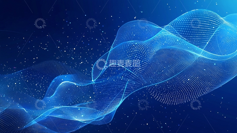 高清大图下载【趣麦麦图】蓝色科技感波浪背景