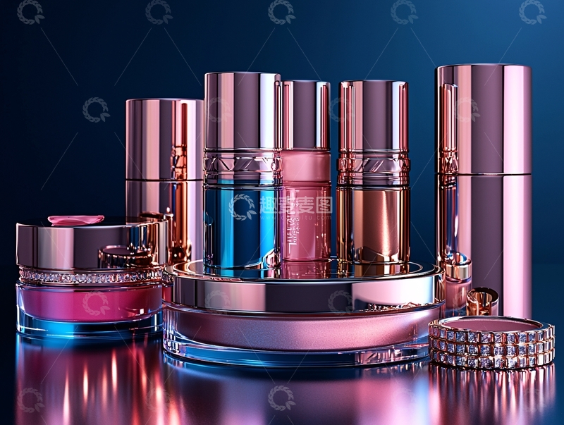高清大图下载【趣麦麦图】玫瑰金化妆品集合