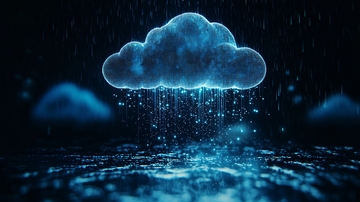 蓝色发光云朵下雨