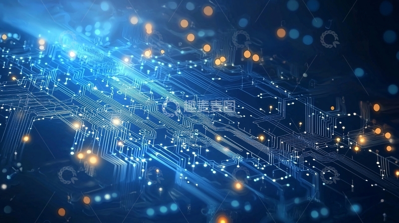高清大图下载【趣麦麦图】蓝色科技感电路板