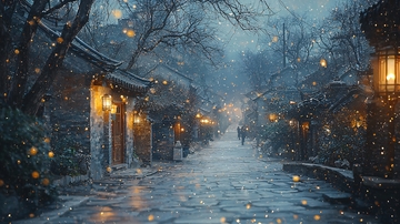 雪夜古镇