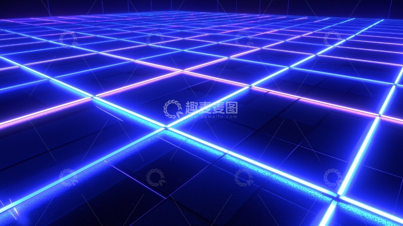 高清大图下载【趣麦麦图】霓虹灯网格地板