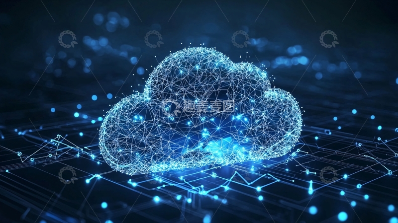 高清大图下载【趣麦麦图】蓝色科技感云计算网络