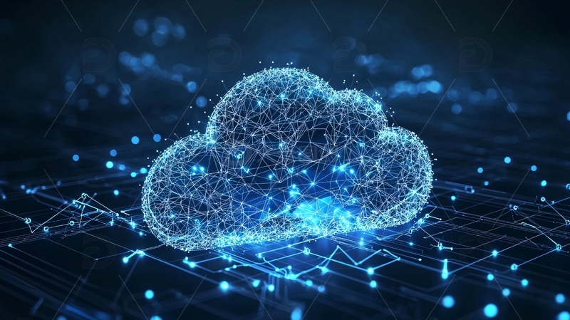 高清大图下载【趣麦麦图】蓝色科技感云计算网络