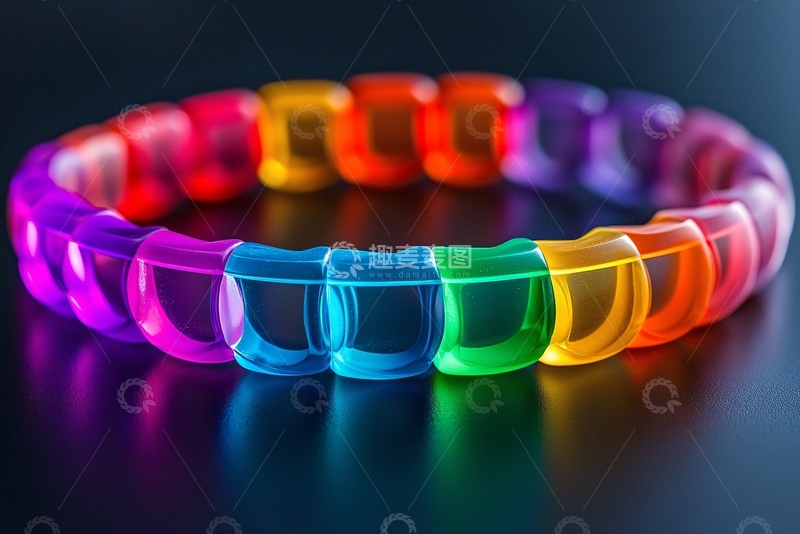 高清大图下载【趣麦麦图】彩虹色硅胶手镯