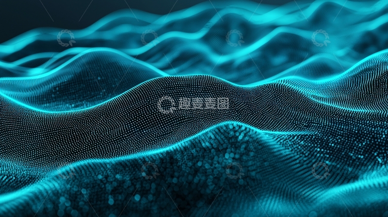 高清大图下载【趣麦麦图】蓝色科技感波浪背景