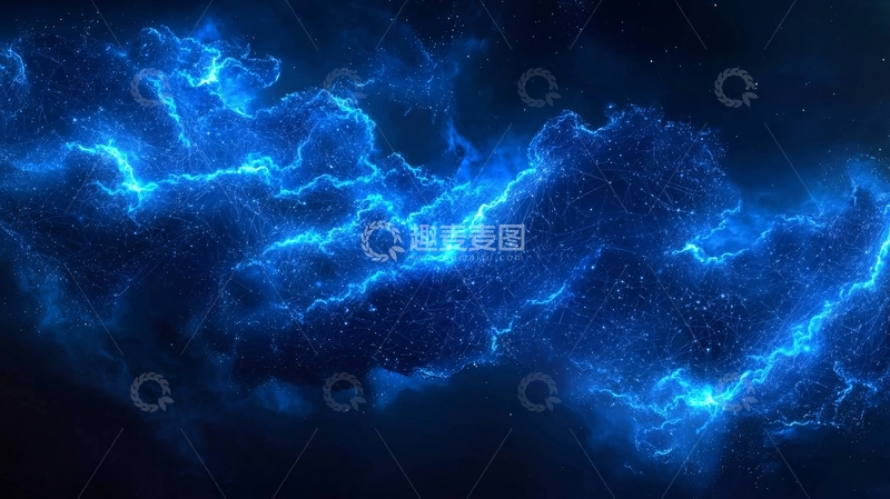 高清大图下载【趣麦麦图】蓝色能量闪电