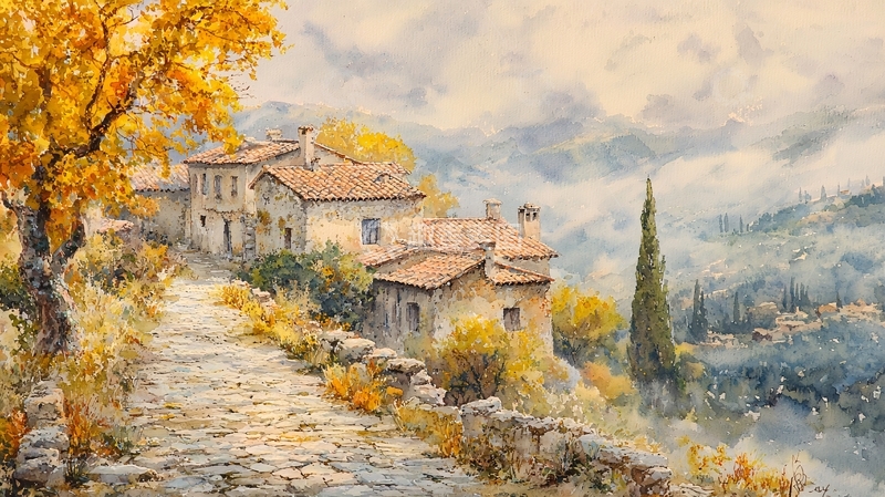 高清大图下载【趣麦麦图】秋日山间小屋