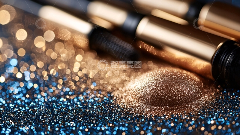 高清大图下载【趣麦麦图】化妆刷和闪光粉的特写