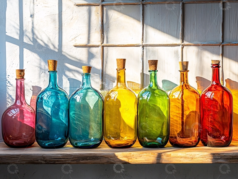 高清大图下载【趣麦麦图】彩色玻璃瓶