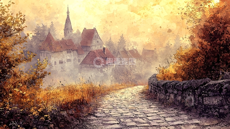 高清大图下载【趣麦麦图】秋日小镇