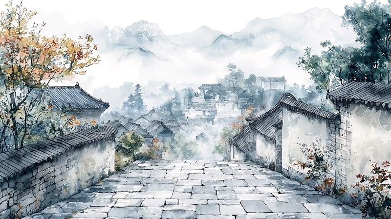 高清大图下载【趣麦麦图】水墨江南山水人家