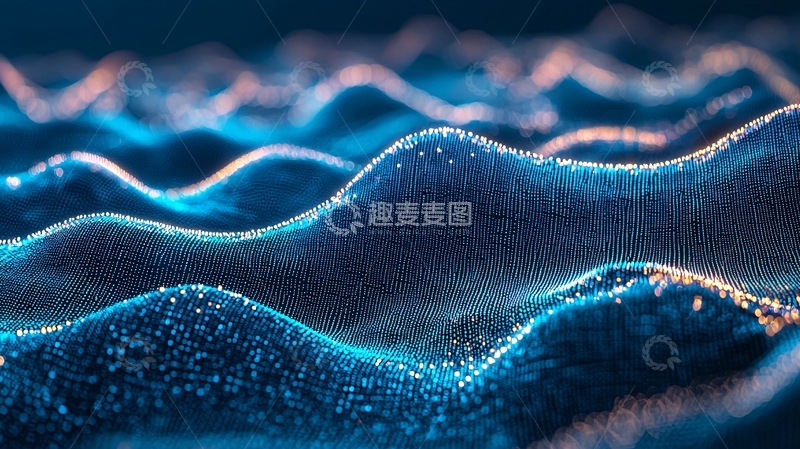 高清大图下载【趣麦麦图】蓝色波浪起伏的抽象背景