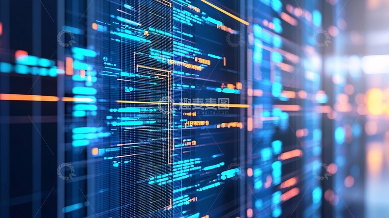 高清大图下载【趣麦麦图】蓝色代码背景