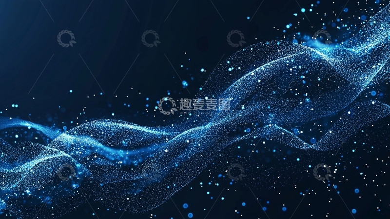 高清大图下载【趣麦麦图】深蓝色粒子波浪背景图