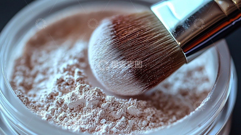 高清大图下载【趣麦麦图】粉底刷与散粉近距离特写