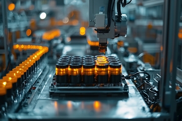 工厂自动化生产线上的瓶子