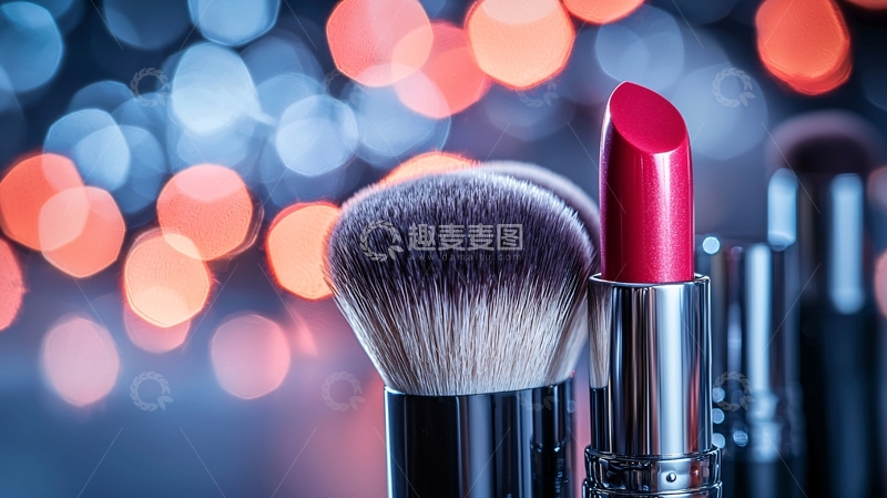 高清大图下载【趣麦麦图】红色口红化妆刷