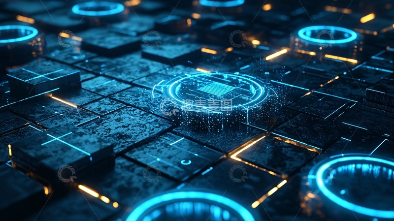 高清大图下载【趣麦麦图】科技感蓝色电路板