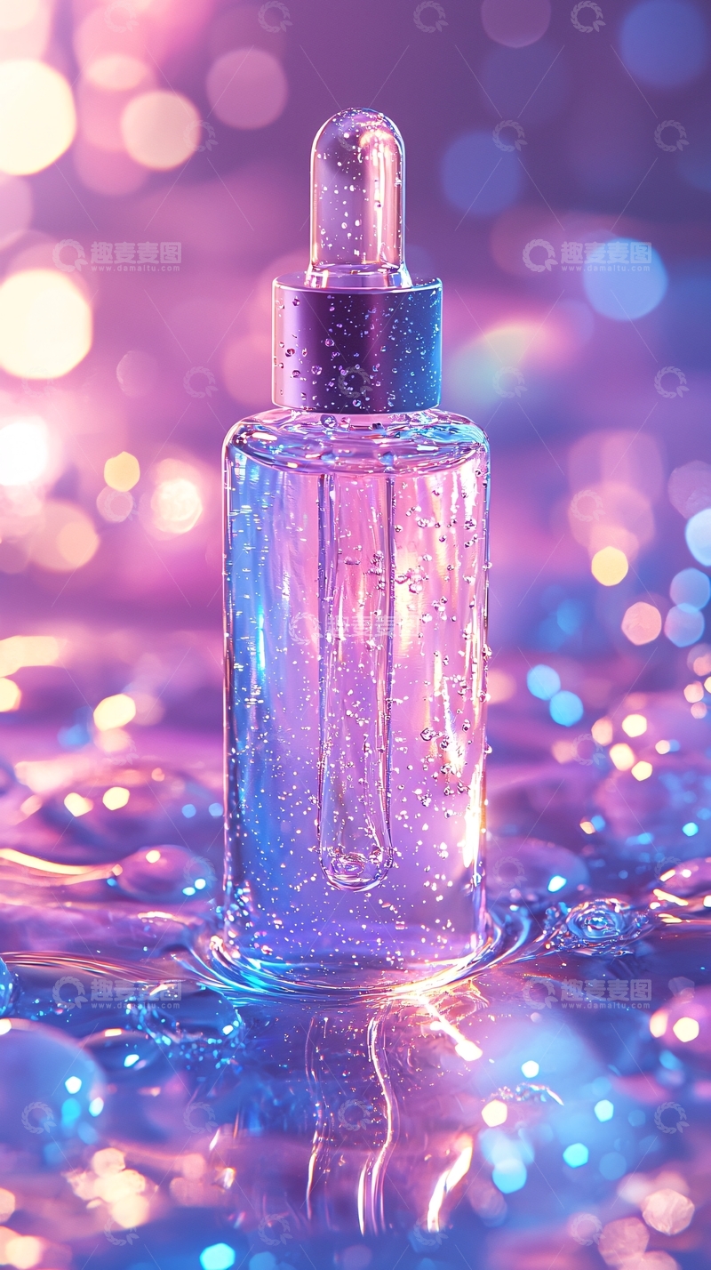 高清大图下载【趣麦麦图】紫色光晕的精华液特写