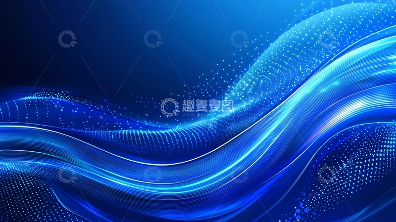 高清大图下载【趣麦麦图】蓝色科技感波浪背景