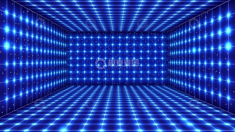 高清大图下载【趣麦麦图】蓝色灯光立方体房间