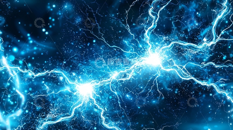高清大图下载【趣麦麦图】蓝色闪电能量爆发