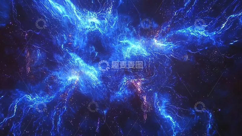 高清大图下载【趣麦麦图】蓝色能量闪电
