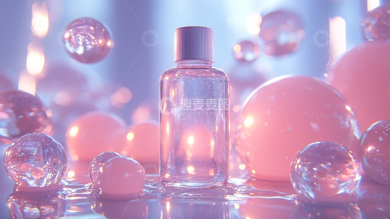 高清大图下载【趣麦麦图】梦幻粉紫化妆品场景