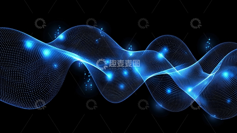 高清大图下载【趣麦麦图】蓝色光波粒子