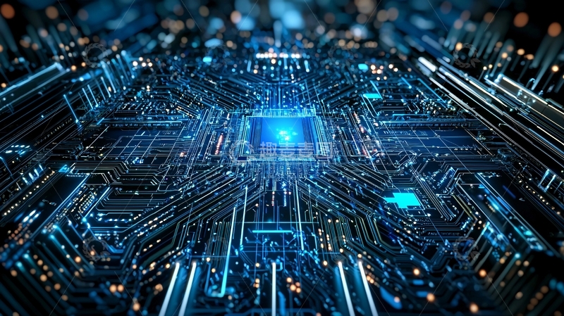 高清大图下载【趣麦麦图】科技感蓝色电路主板