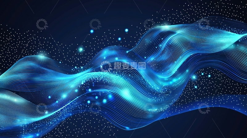 高清大图下载【趣麦麦图】蓝色梦幻光晕粒子流