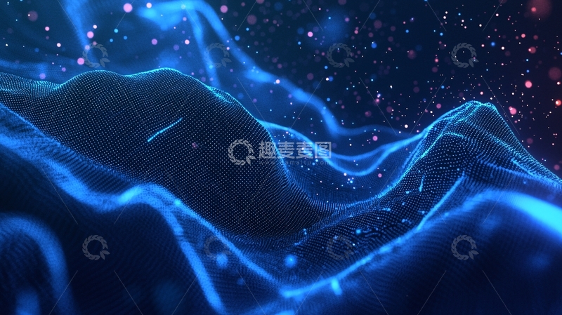 高清大图下载【趣麦麦图】蓝色光效粒子波浪