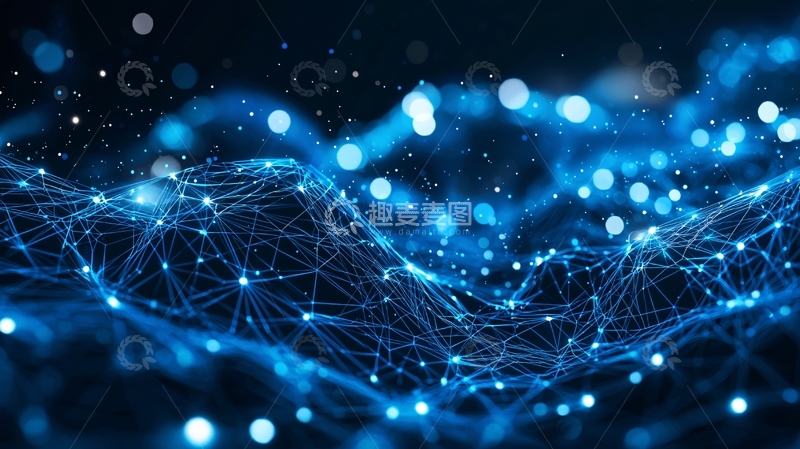 高清大图下载【趣麦麦图】蓝色科技感数据网络