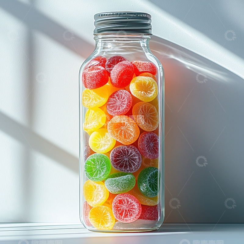 高清大图下载【趣麦麦图】彩色糖果瓶装特写