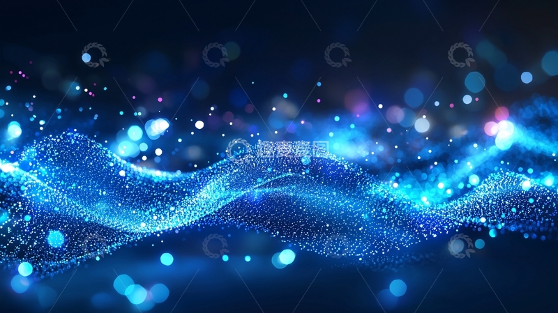 高清大图下载【趣麦麦图】蓝色粒子波浪背景