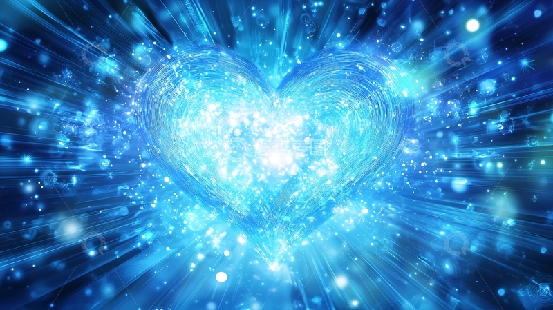 高清大图下载【趣麦麦图】蓝色水晶爱心